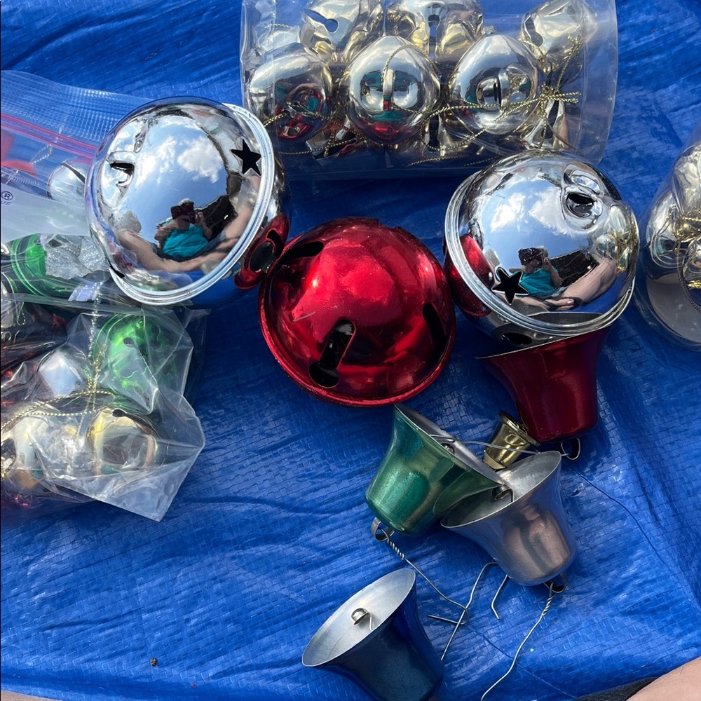 Bells Set in Red, Silver, and Green